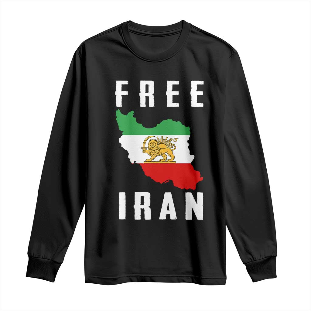 Free Iran Revolution 2026 Long Sleeve Shirt Sun and Lion Flag Iranian Freedom Justice
