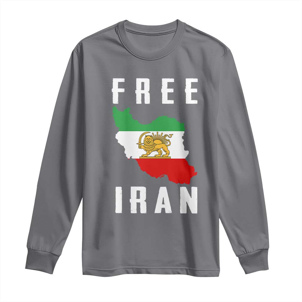 Free Iran Revolution 2026 Long Sleeve Shirt Sun and Lion Flag Iranian Freedom Justice
