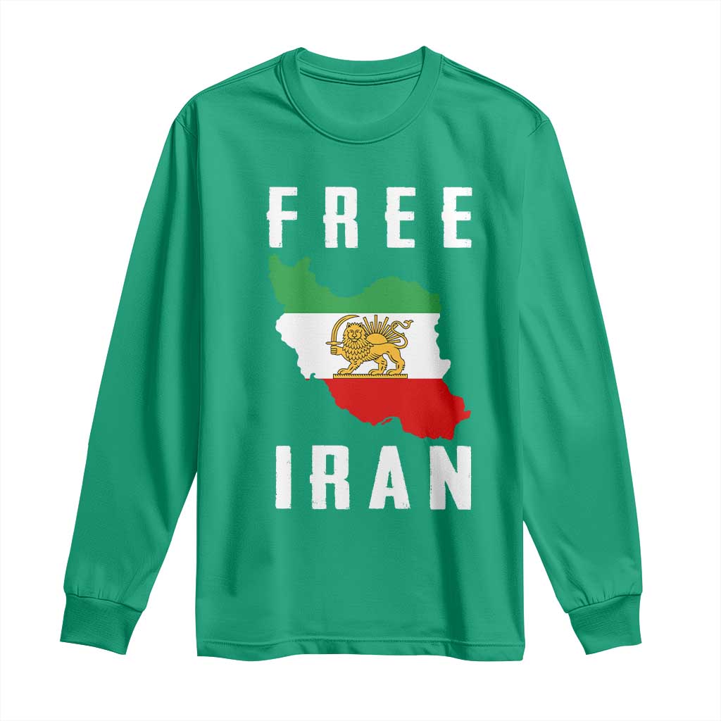 Free Iran Revolution 2026 Long Sleeve Shirt Sun and Lion Flag Iranian Freedom Justice