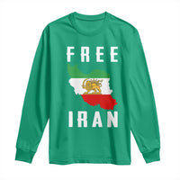 Free Iran Revolution 2026 Long Sleeve Shirt Sun and Lion Flag Iranian Freedom Justice