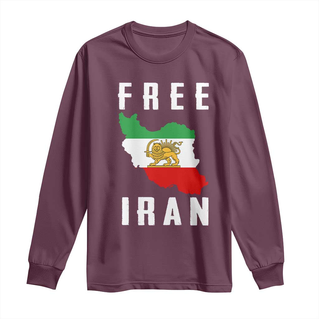 Free Iran Revolution 2026 Long Sleeve Shirt Sun and Lion Flag Iranian Freedom Justice