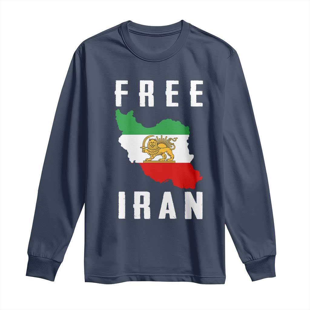Free Iran Revolution 2026 Long Sleeve Shirt Sun and Lion Flag Iranian Freedom Justice
