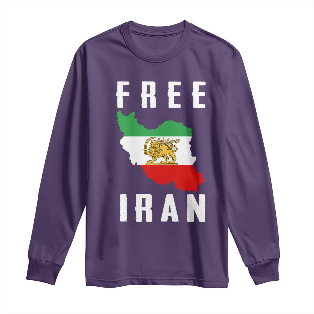Free Iran Revolution 2026 Long Sleeve Shirt Sun and Lion Flag Iranian Freedom Justice