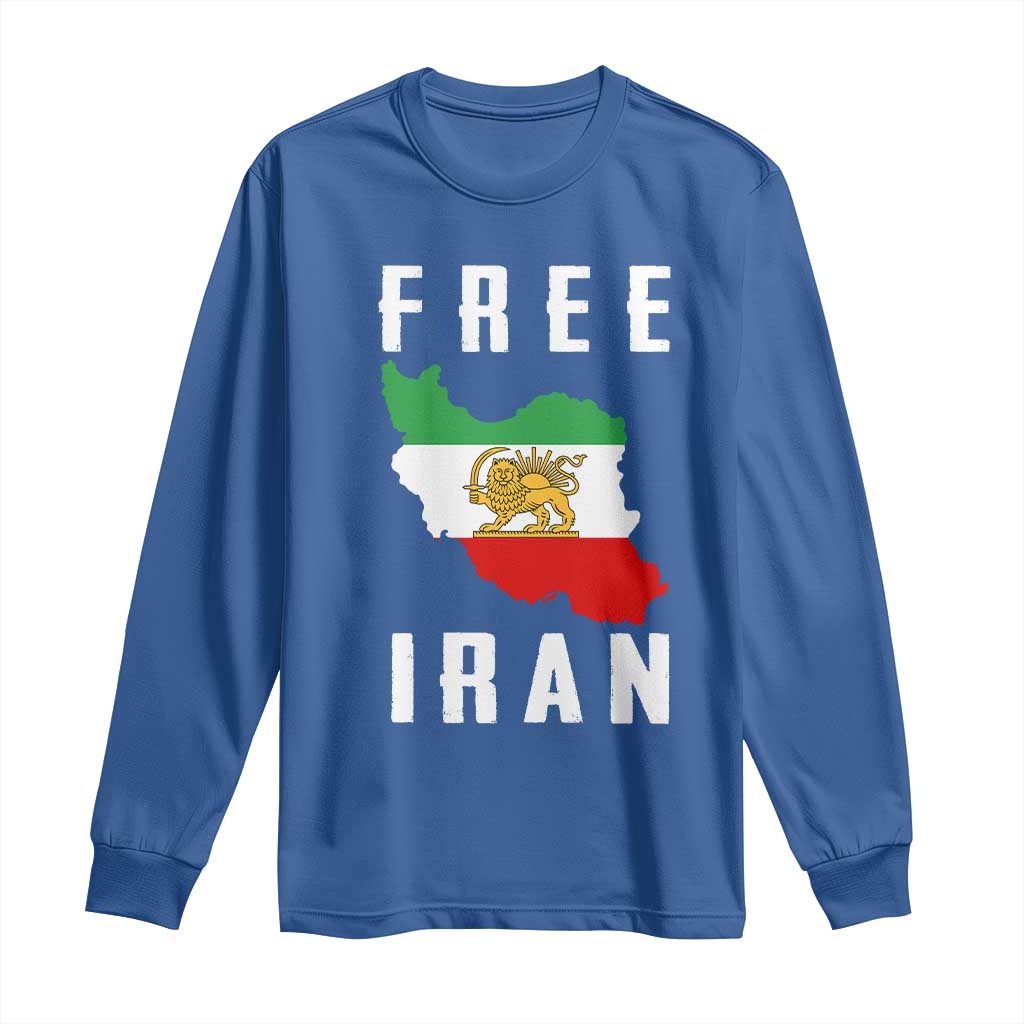 Free Iran Revolution 2026 Long Sleeve Shirt Sun and Lion Flag Iranian Freedom Justice