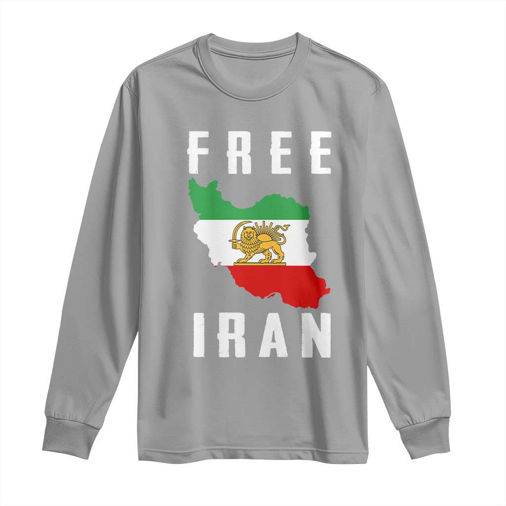 Free Iran Revolution 2026 Long Sleeve Shirt Sun and Lion Flag Iranian Freedom Justice