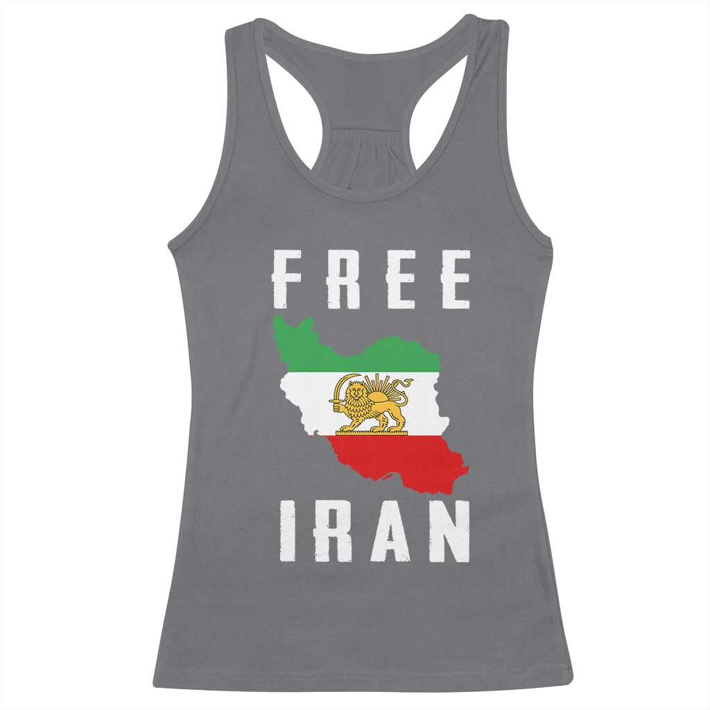 Free Iran Revolution 2026 Racerback Tank Top Sun and Lion Flag Iranian Freedom Justice