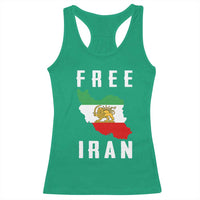 Free Iran Revolution 2026 Racerback Tank Top Sun and Lion Flag Iranian Freedom Justice