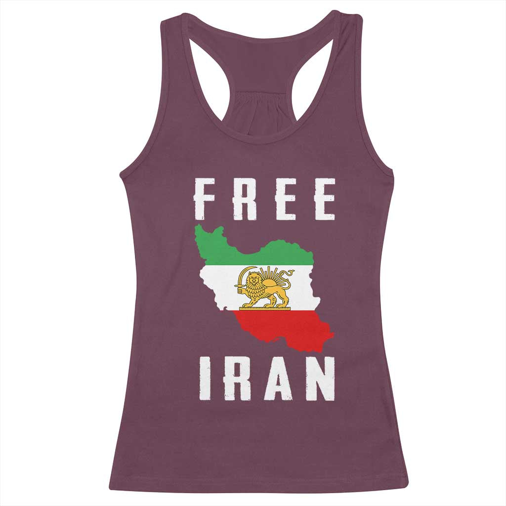 Free Iran Revolution 2026 Racerback Tank Top Sun and Lion Flag Iranian Freedom Justice