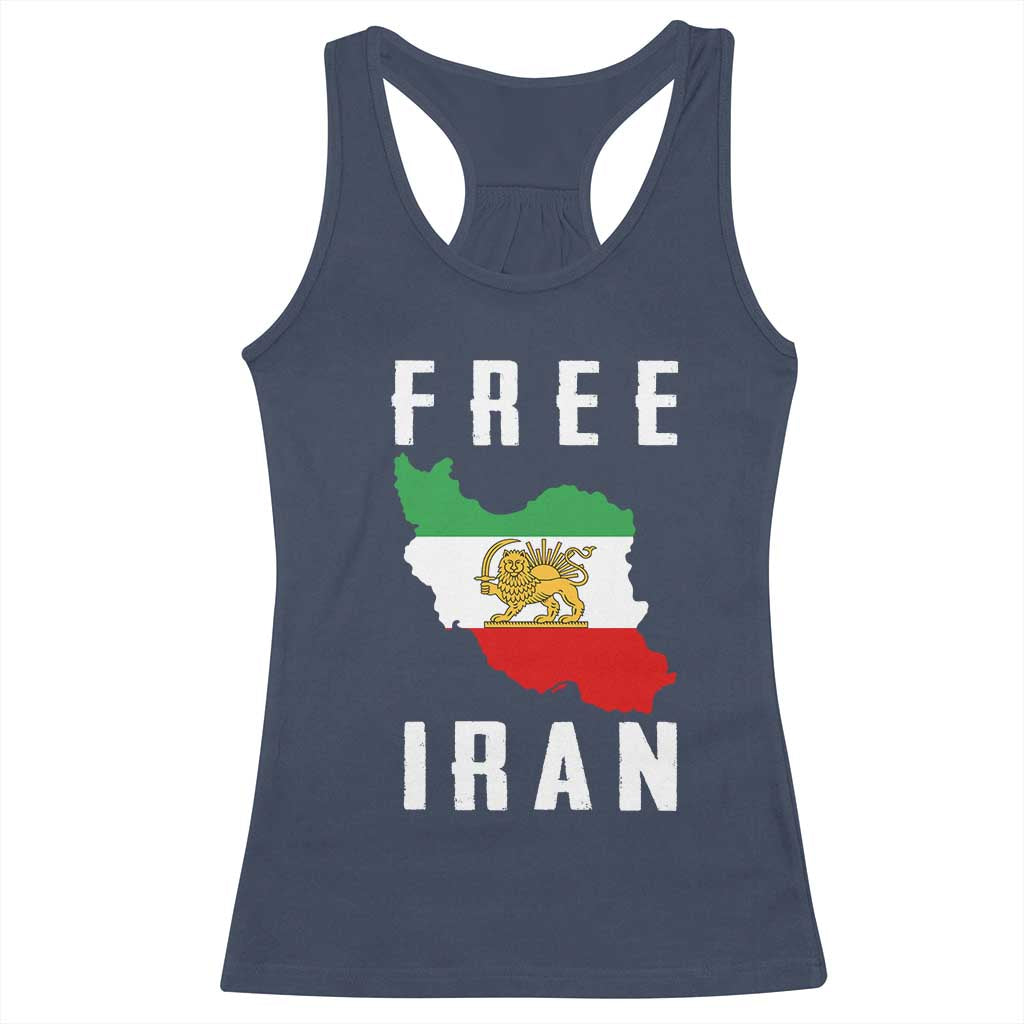 Free Iran Revolution 2026 Racerback Tank Top Sun and Lion Flag Iranian Freedom Justice