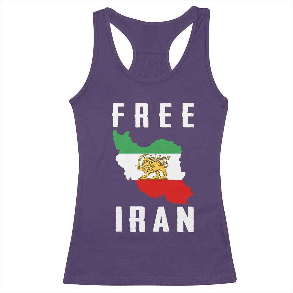 Free Iran Revolution 2026 Racerback Tank Top Sun and Lion Flag Iranian Freedom Justice