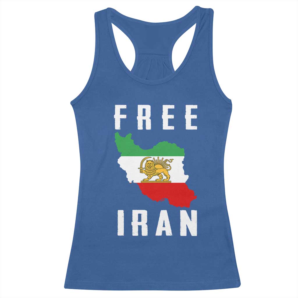 Free Iran Revolution 2026 Racerback Tank Top Sun and Lion Flag Iranian Freedom Justice