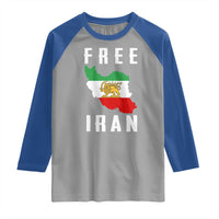 Free Iran Revolution 2026 Raglan Shirt Sun and Lion Flag Iranian Freedom Justice