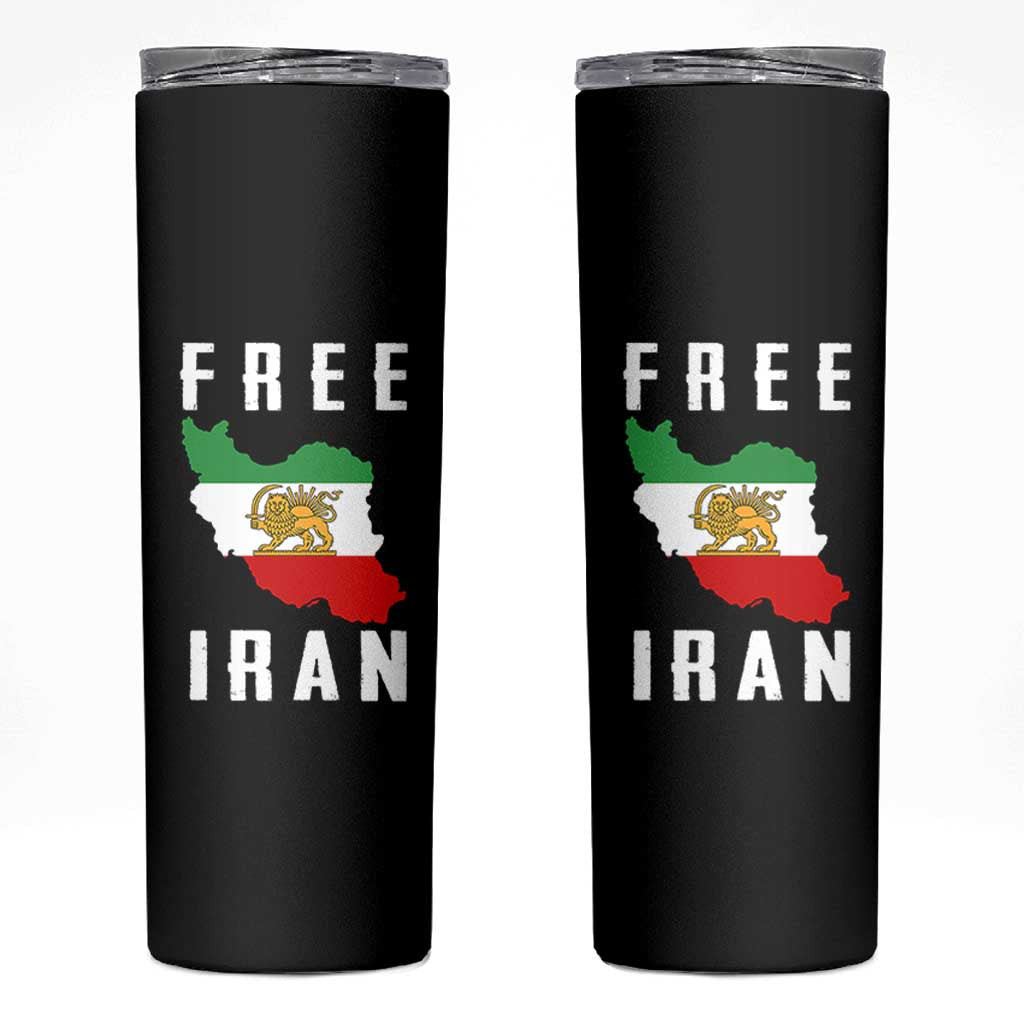 Free Iran Revolution 2026 Skinny Tumbler Sun and Lion Flag Iranian Freedom Justice