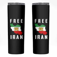 Free Iran Revolution 2026 Skinny Tumbler Sun and Lion Flag Iranian Freedom Justice