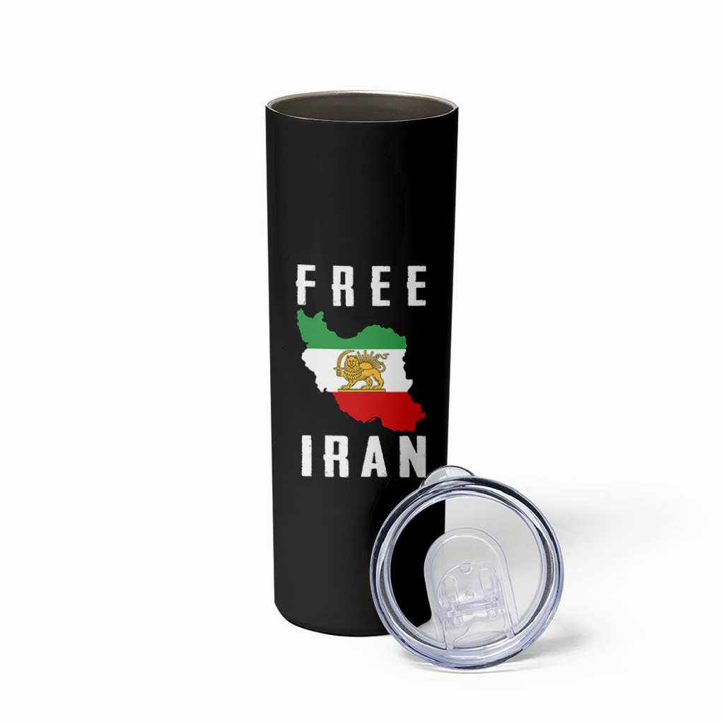 Free Iran Revolution 2026 Skinny Tumbler Sun and Lion Flag Iranian Freedom Justice