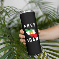 Free Iran Revolution 2026 Skinny Tumbler Sun and Lion Flag Iranian Freedom Justice