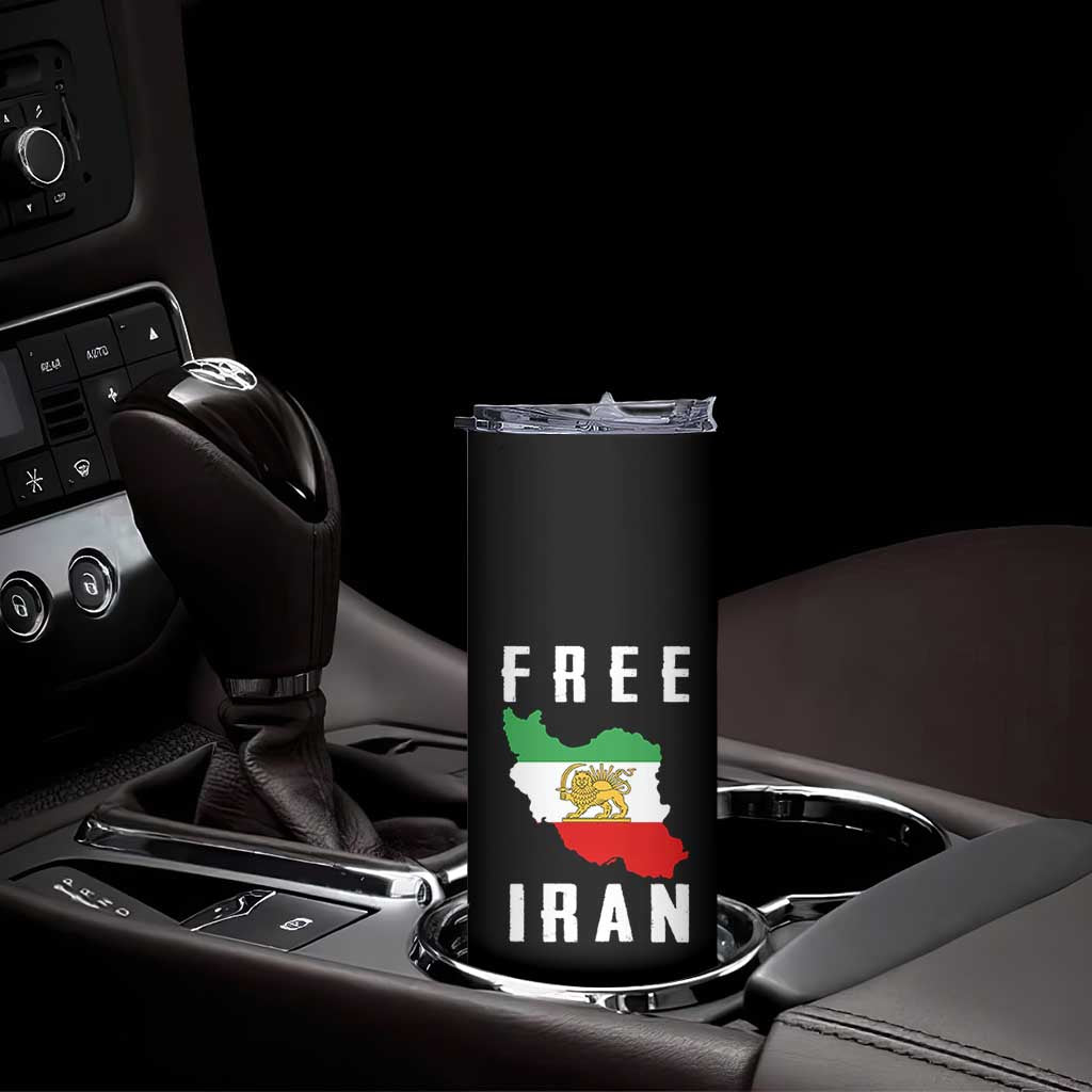 Free Iran Revolution 2026 Skinny Tumbler Sun and Lion Flag Iranian Freedom Justice
