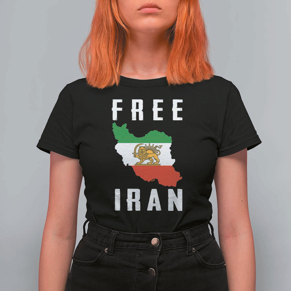Free Iran Revolution 2026 T Shirt For Women Sun and Lion Flag Iranian Freedom Justice