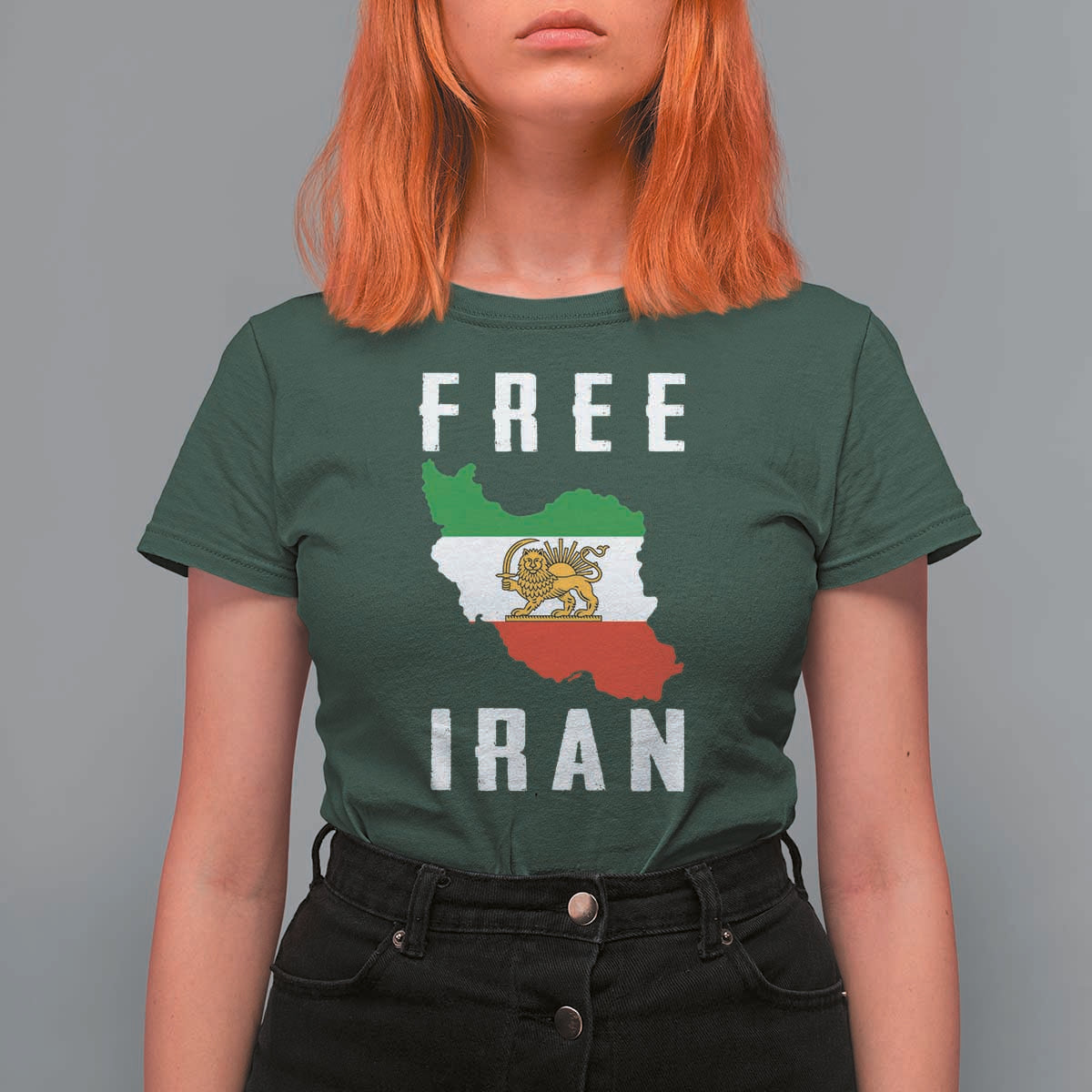 Free Iran Revolution 2026 T Shirt For Women Sun and Lion Flag Iranian Freedom Justice