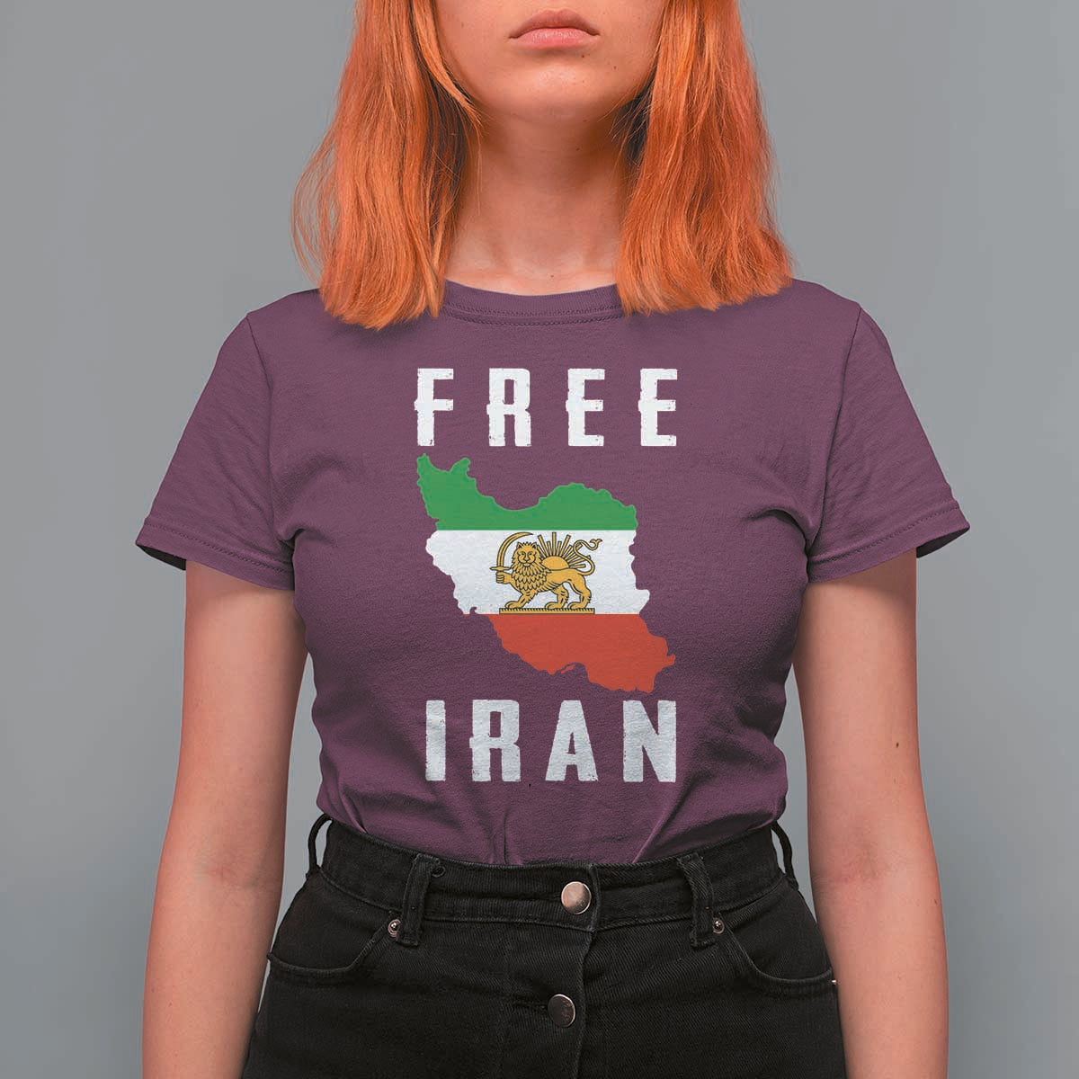 Free Iran Revolution 2026 T Shirt For Women Sun and Lion Flag Iranian Freedom Justice