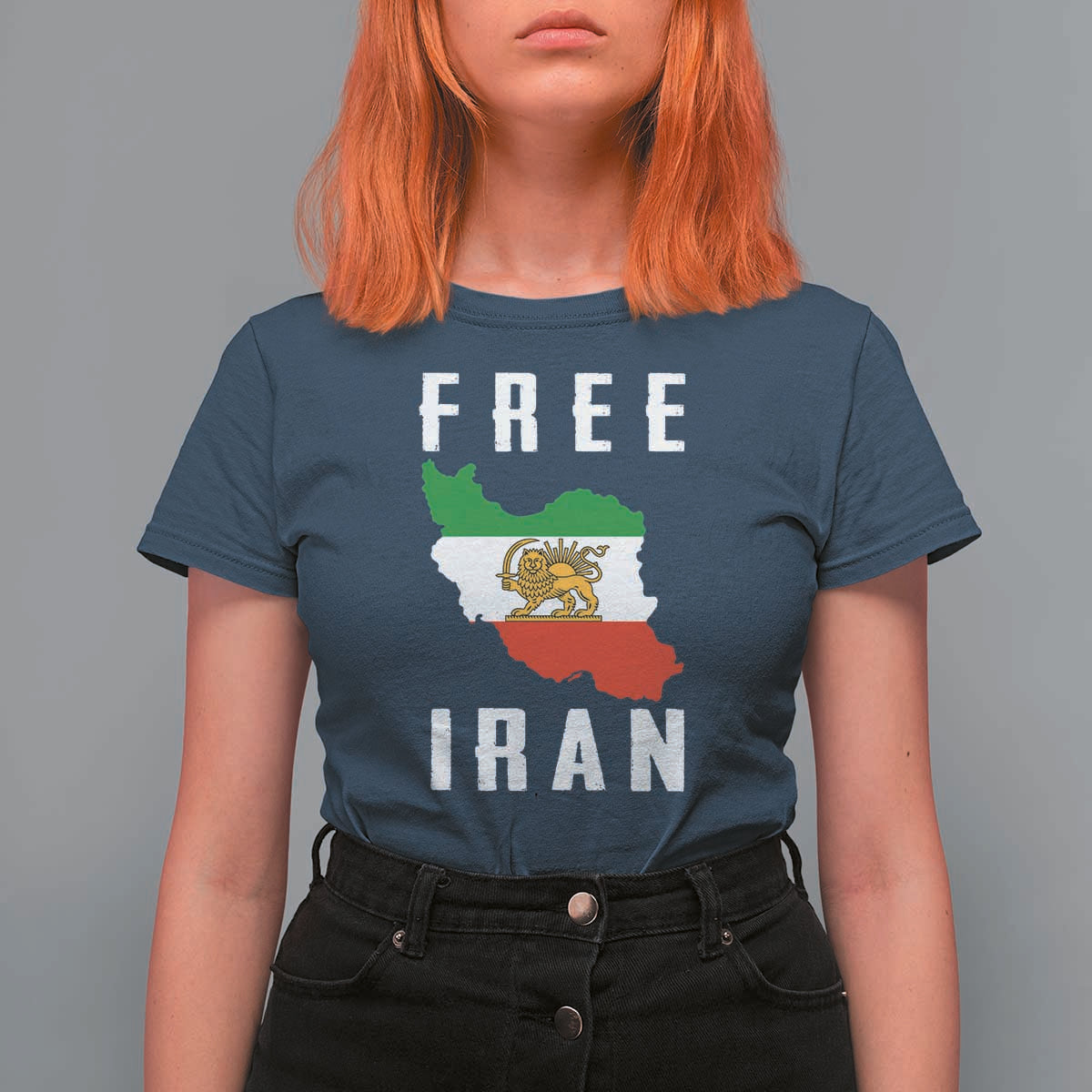 Free Iran Revolution 2026 T Shirt For Women Sun and Lion Flag Iranian Freedom Justice