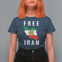 Free Iran Revolution 2026 T Shirt For Women Sun and Lion Flag Iranian Freedom Justice