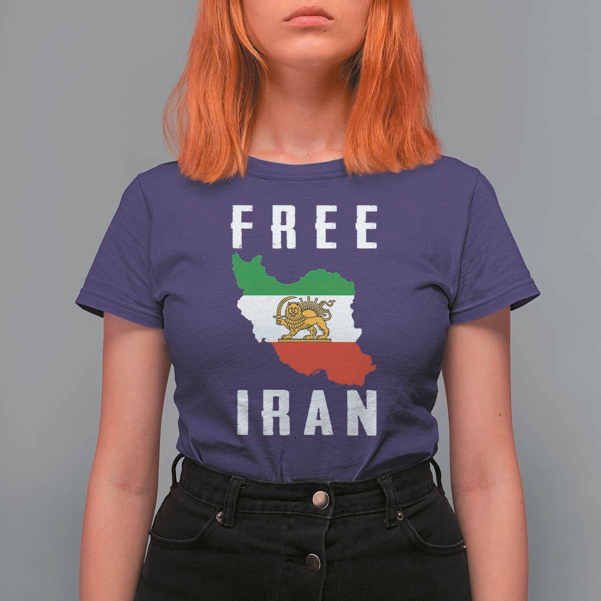 Free Iran Revolution 2026 T Shirt For Women Sun and Lion Flag Iranian Freedom Justice