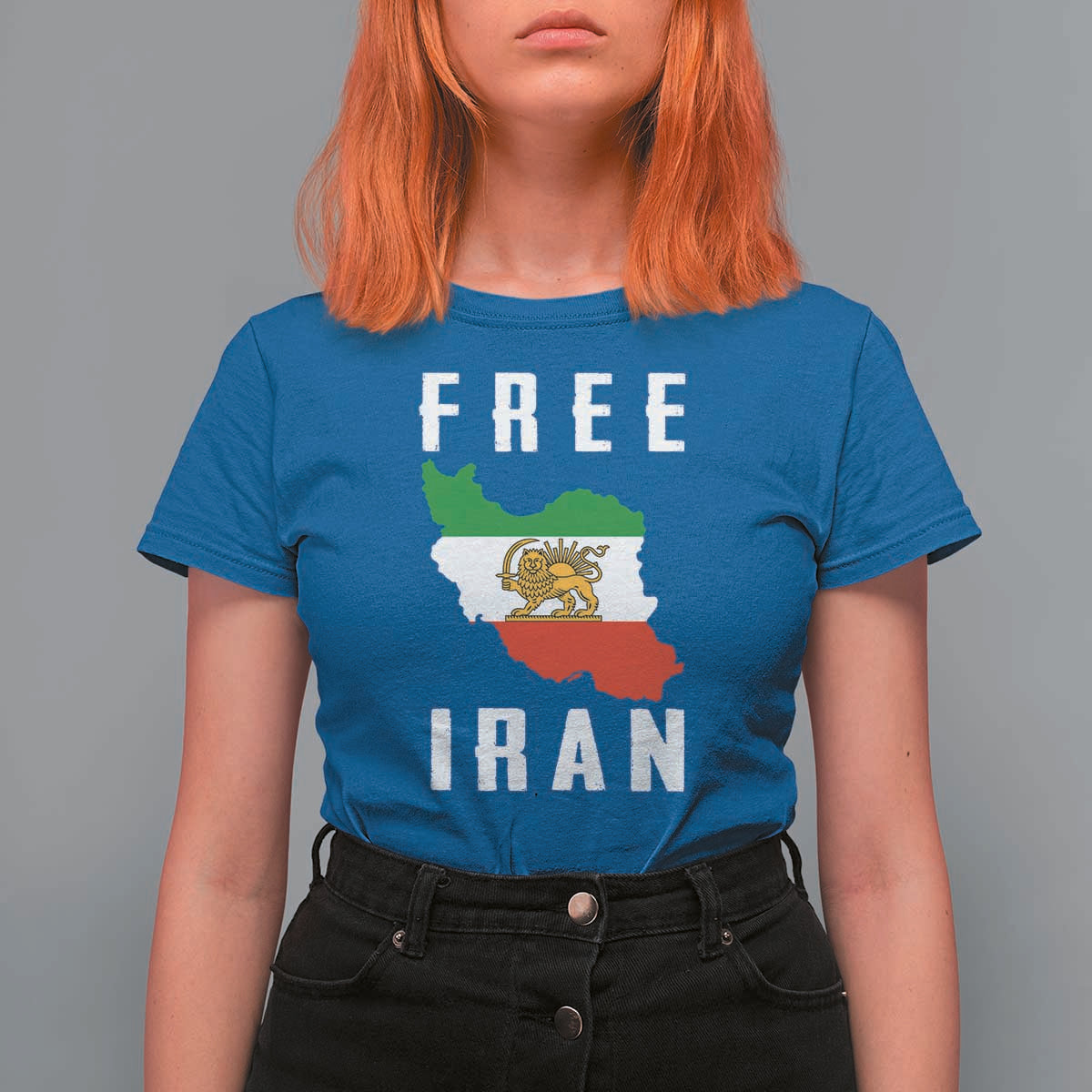 Free Iran Revolution 2026 T Shirt For Women Sun and Lion Flag Iranian Freedom Justice