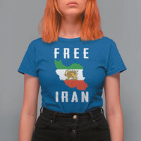Free Iran Revolution 2026 T Shirt For Women Sun and Lion Flag Iranian Freedom Justice