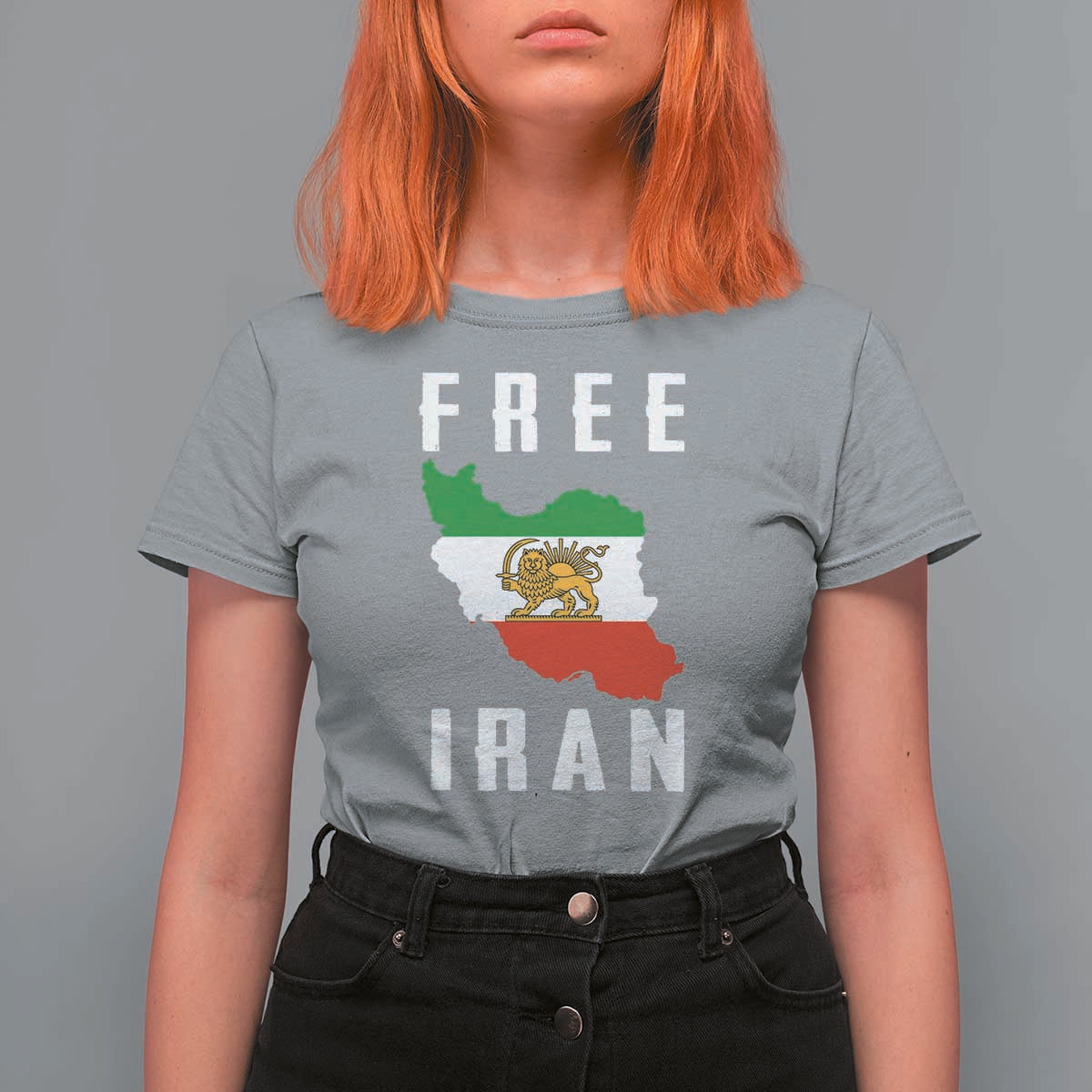 Free Iran Revolution 2026 T Shirt For Women Sun and Lion Flag Iranian Freedom Justice