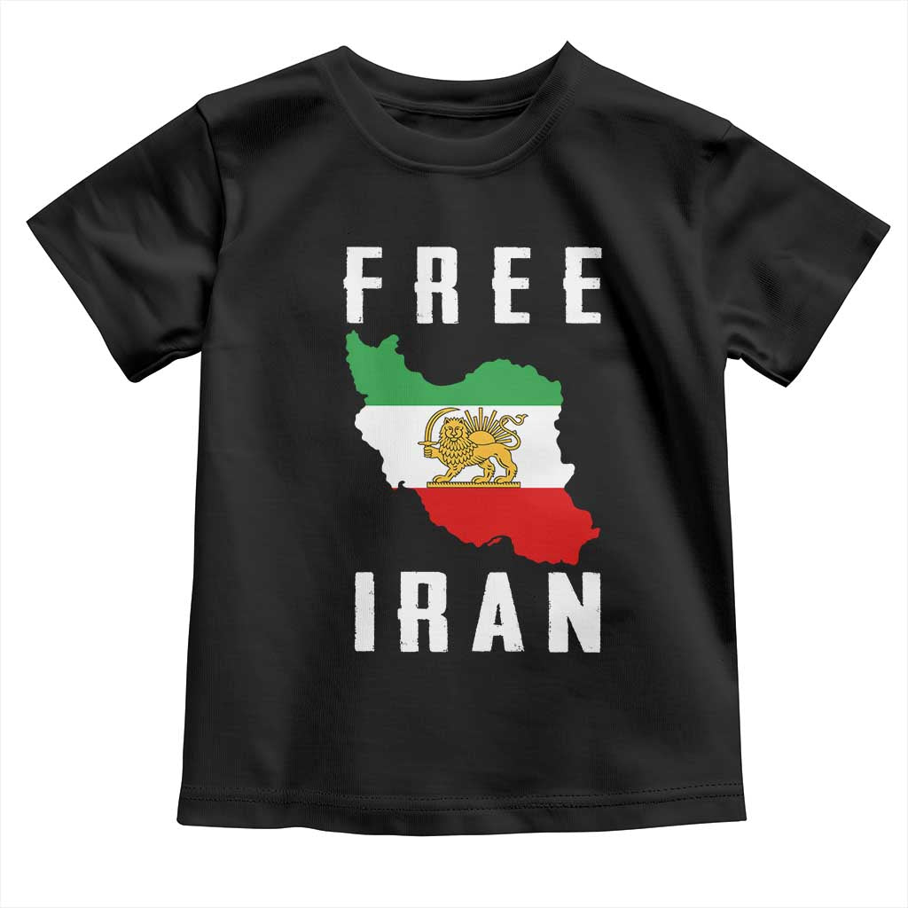 Free Iran Revolution 2026 Toddler T Shirt Sun and Lion Flag Iranian Freedom Justice