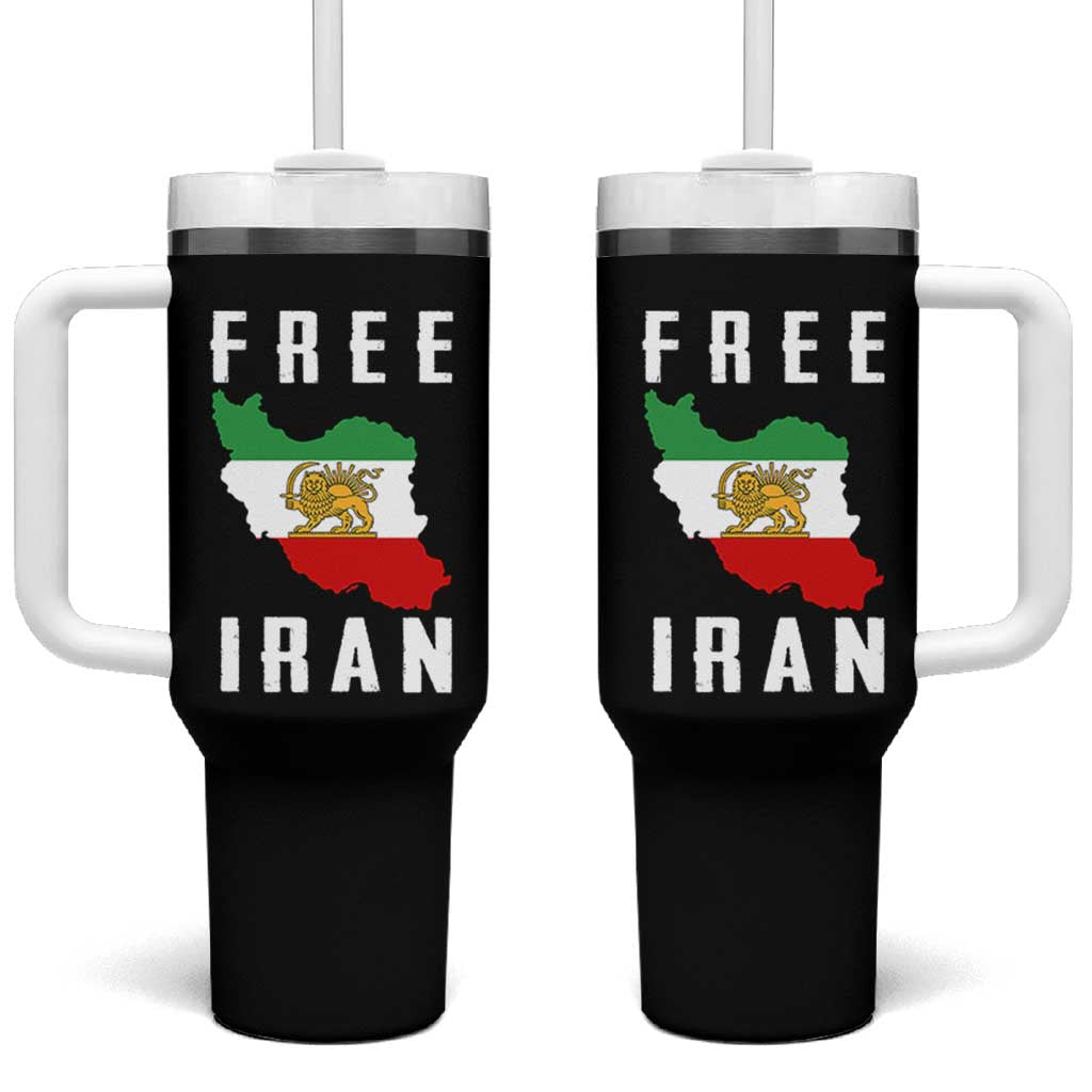 Free Iran Revolution 2026 Tumbler With Handle Sun and Lion Flag Iranian Freedom Justice