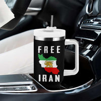 Free Iran Revolution 2026 Tumbler With Handle Sun and Lion Flag Iranian Freedom Justice