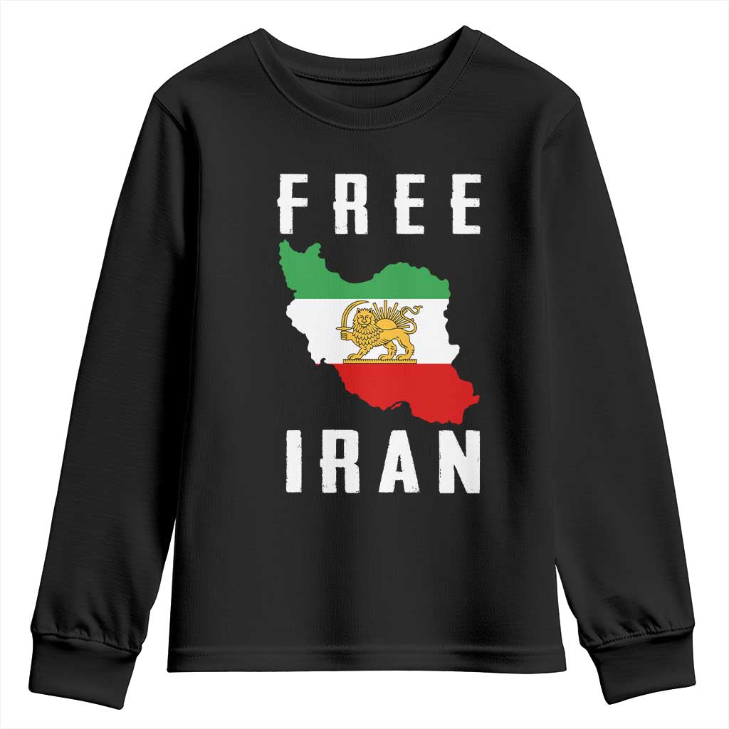 Free Iran Revolution 2026 Youth Sweatshirt Sun and Lion Flag Iranian Freedom Justice