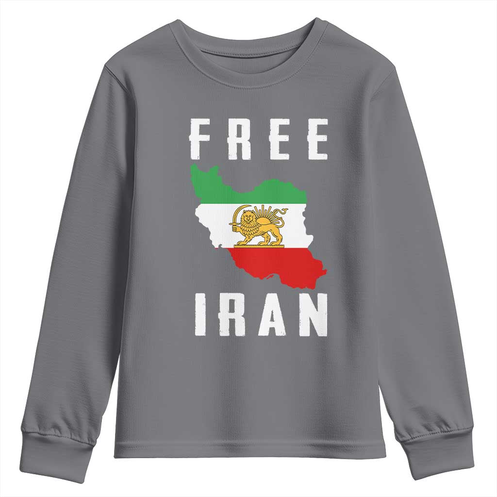 Free Iran Revolution 2026 Youth Sweatshirt Sun and Lion Flag Iranian Freedom Justice
