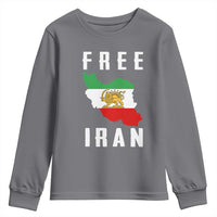 Free Iran Revolution 2026 Youth Sweatshirt Sun and Lion Flag Iranian Freedom Justice