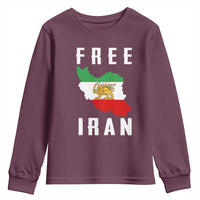 Free Iran Revolution 2026 Youth Sweatshirt Sun and Lion Flag Iranian Freedom Justice