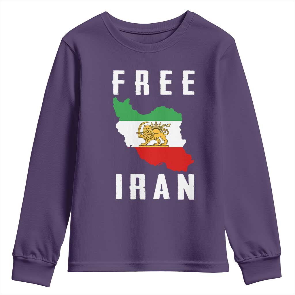 Free Iran Revolution 2026 Youth Sweatshirt Sun and Lion Flag Iranian Freedom Justice
