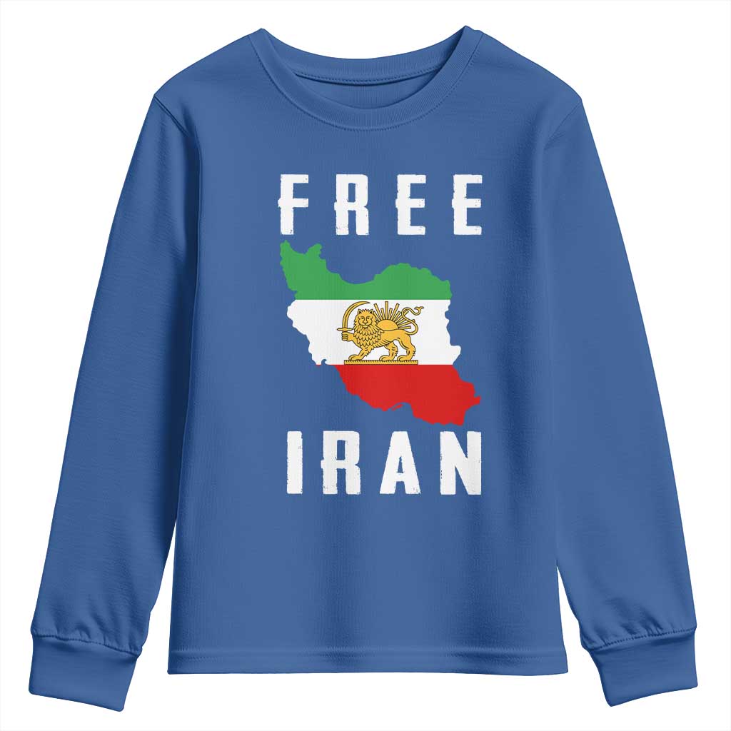 Free Iran Revolution 2026 Youth Sweatshirt Sun and Lion Flag Iranian Freedom Justice
