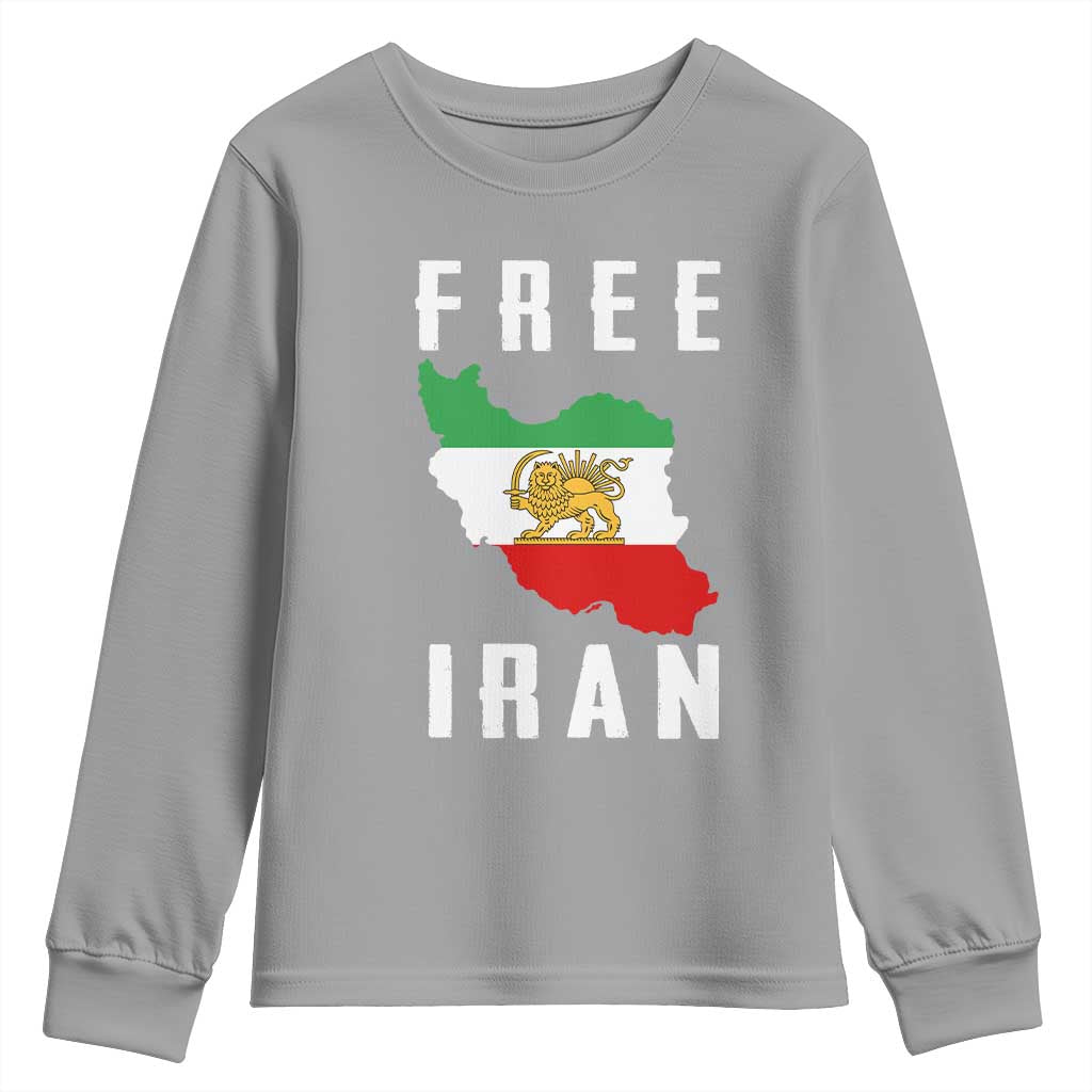 Free Iran Revolution 2026 Youth Sweatshirt Sun and Lion Flag Iranian Freedom Justice
