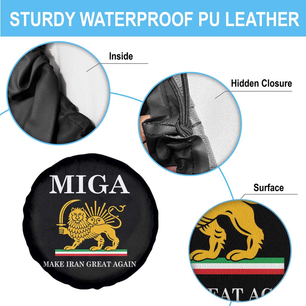 Make Iran Great Again Patriotic MIGA Spare Tire Cover Lion and Sun Iranian Revolution Freedom Supporters