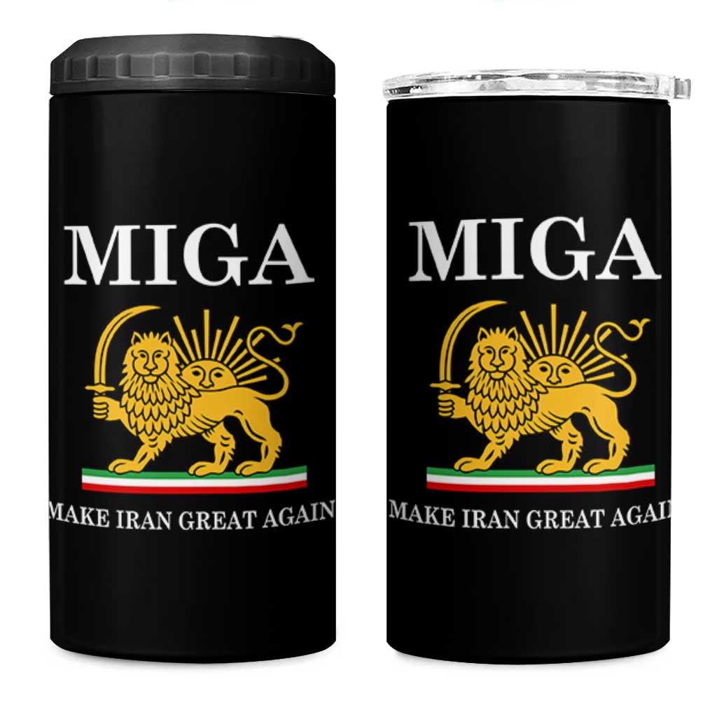 Make Iran Great Again Patriotic MIGA 4 in 1 Can Cooler Tumbler Lion and Sun Iranian Revolution Freedom Supporters