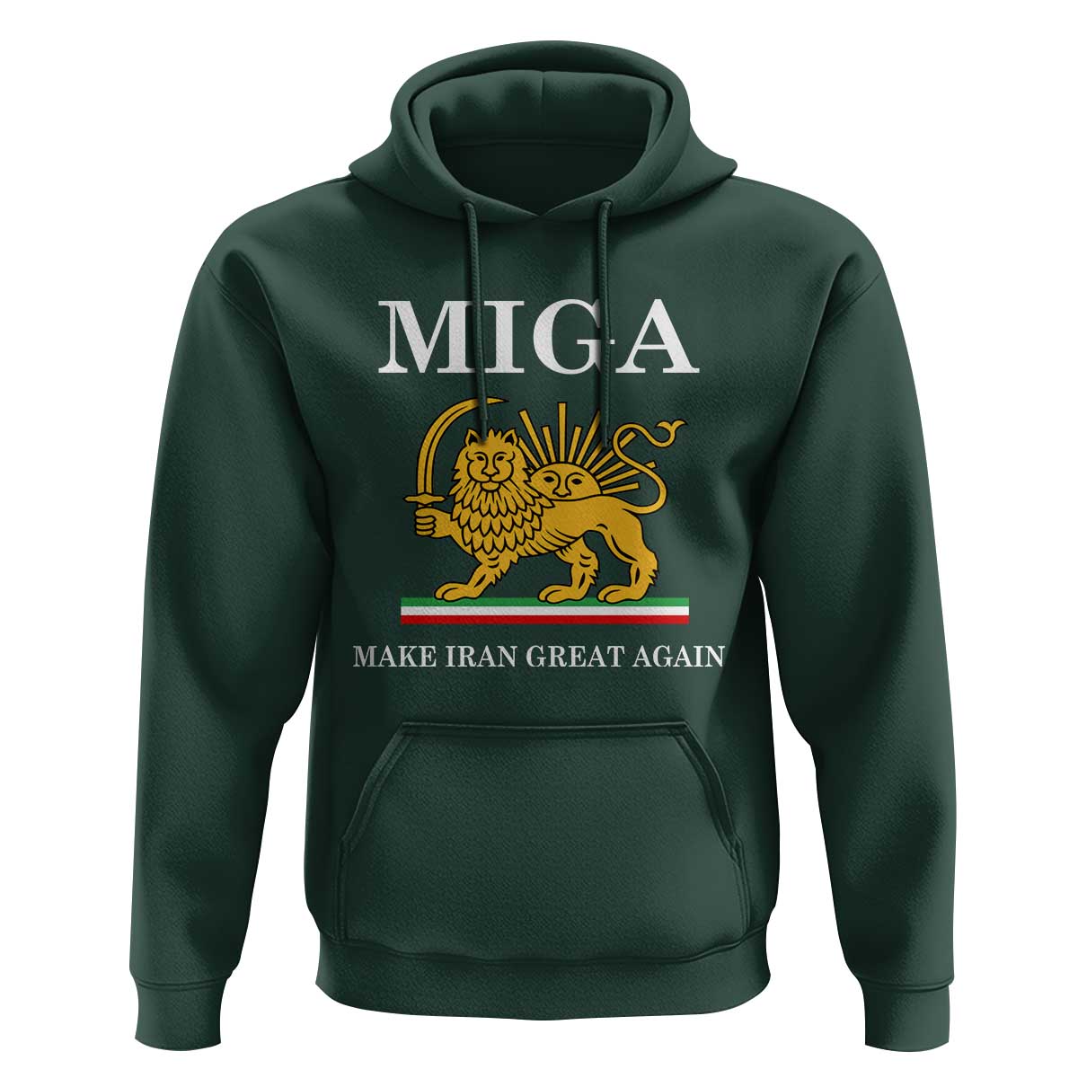 Make Iran Great Again Patriotic MIGA Hoodie Lion and Sun Iranian Revolution Freedom Supporters