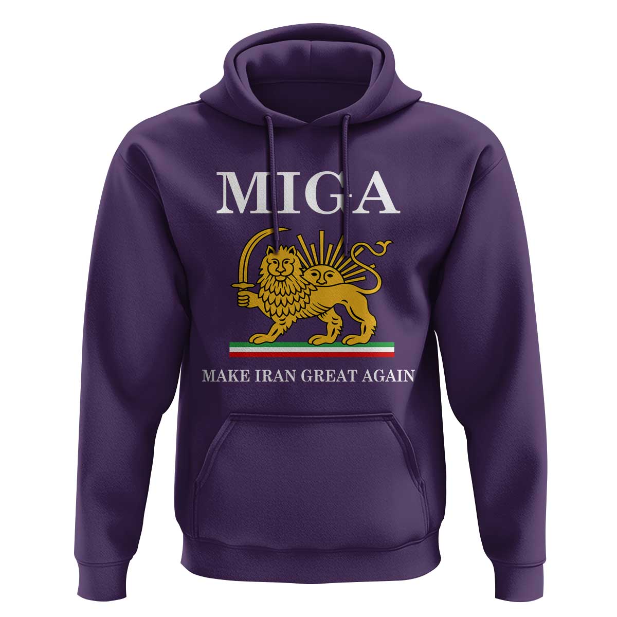 Make Iran Great Again Patriotic MIGA Hoodie Lion and Sun Iranian Revolution Freedom Supporters