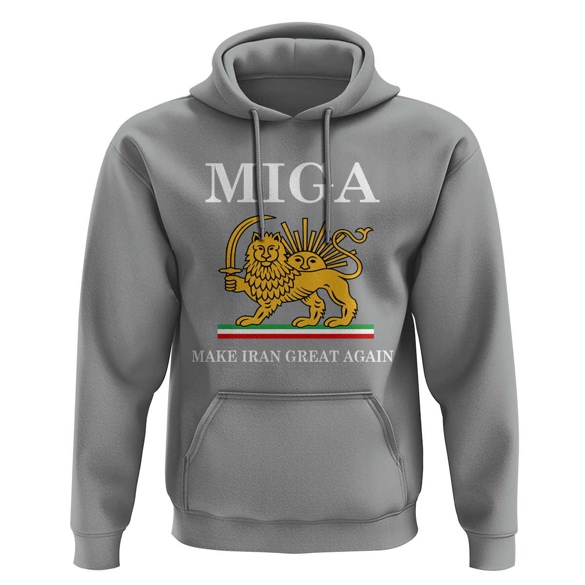 Make Iran Great Again Patriotic MIGA Hoodie Lion and Sun Iranian Revolution Freedom Supporters