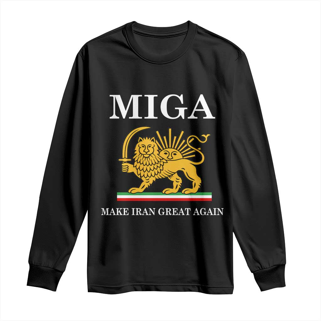 Make Iran Great Again Patriotic MIGA Long Sleeve Shirt Lion and Sun Iranian Revolution Freedom Supporters