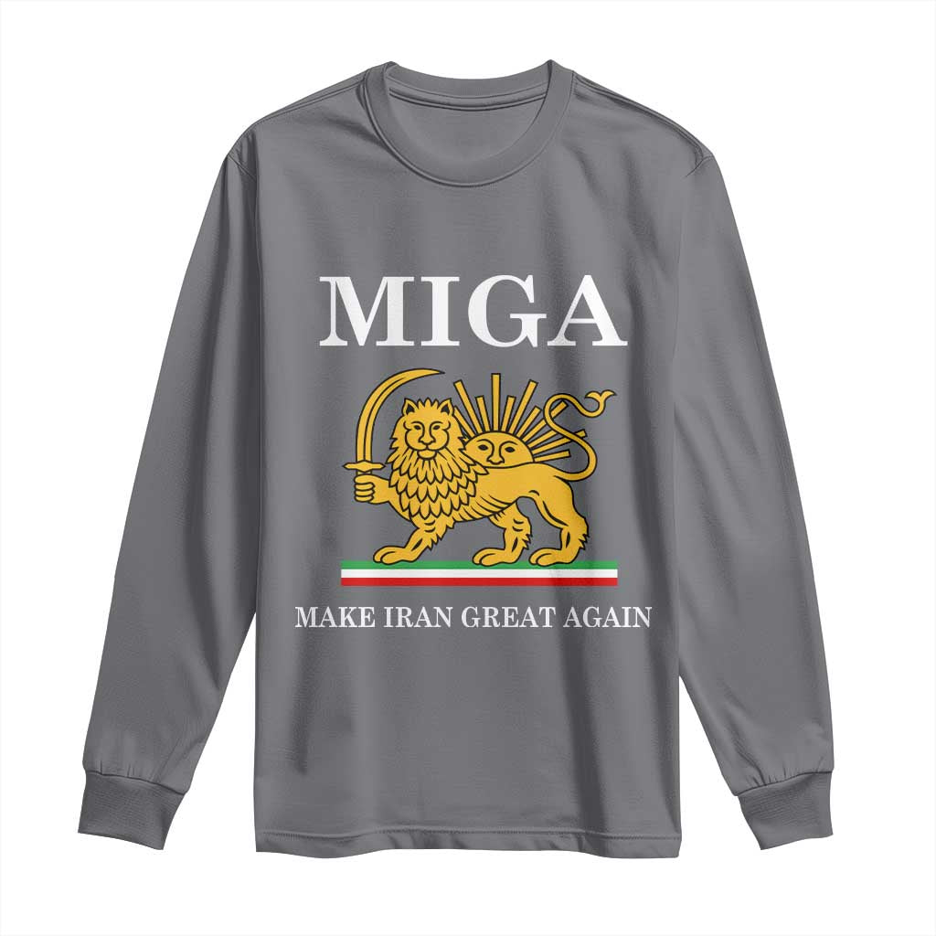 Make Iran Great Again Patriotic MIGA Long Sleeve Shirt Lion and Sun Iranian Revolution Freedom Supporters