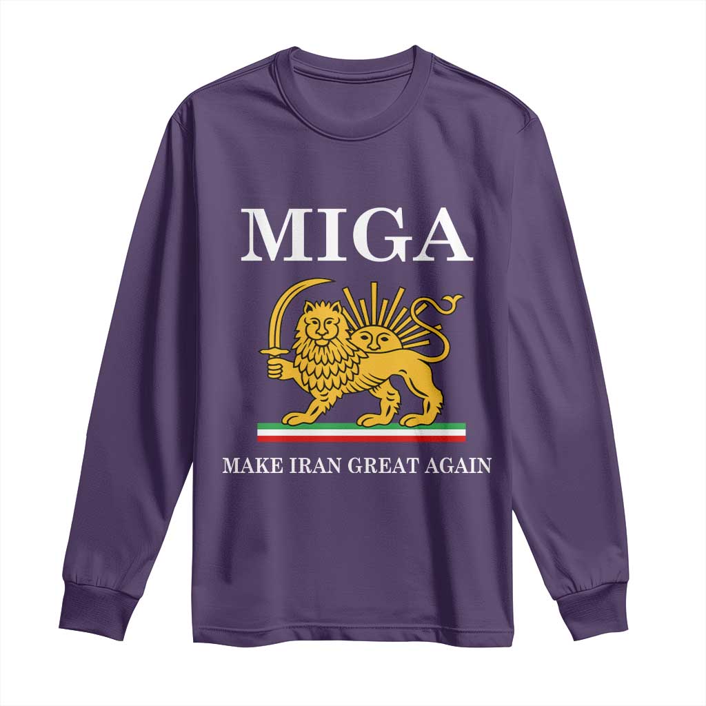 Make Iran Great Again Patriotic MIGA Long Sleeve Shirt Lion and Sun Iranian Revolution Freedom Supporters
