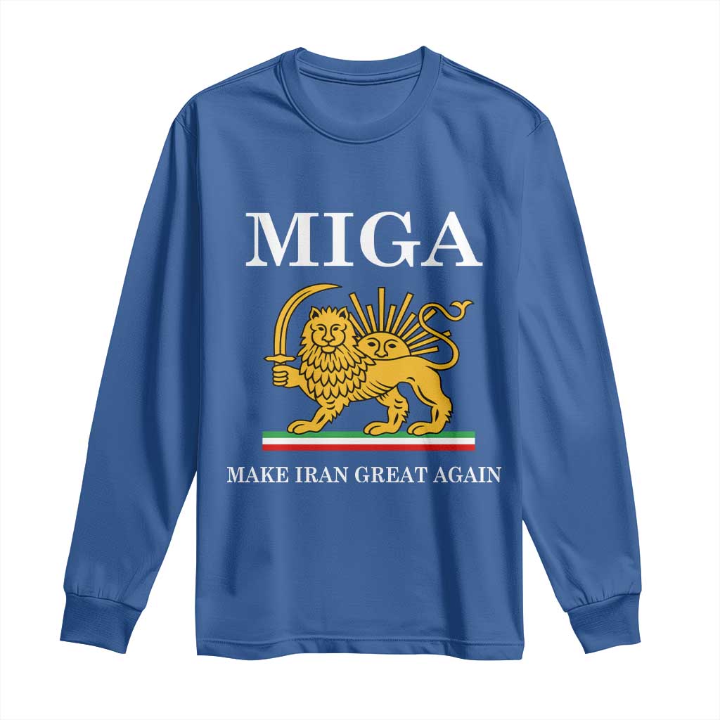 Make Iran Great Again Patriotic MIGA Long Sleeve Shirt Lion and Sun Iranian Revolution Freedom Supporters