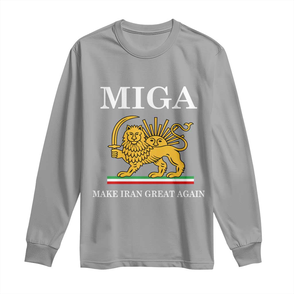 Make Iran Great Again Patriotic MIGA Long Sleeve Shirt Lion and Sun Iranian Revolution Freedom Supporters